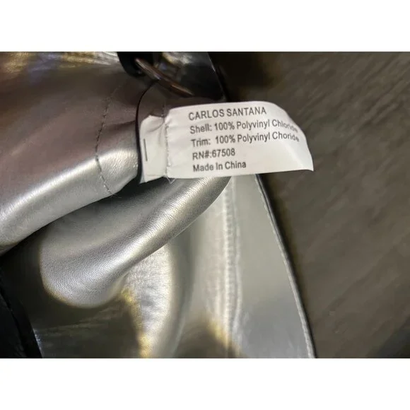 Carlos Santana Womens Purse Shoulder Bag Black Faux Leather Studded Bottom Studs - Picture 8 of 8